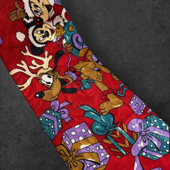 DISNEY Mickey Unlimited Christmas Men's Tie Festive Minnie Micky Pluto Polyester - Picture 2 of 3